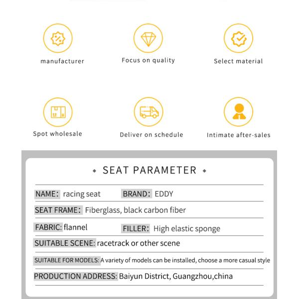 Красный гоночный стиль Автомобиль Широкие гоночные сиденья Профессиональные стекловолокнистые автокресла