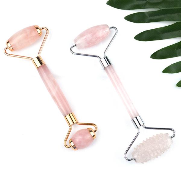Anti Aging Facial Roller Rose Quartz Gua Sha Massage Roller for Face Accessory