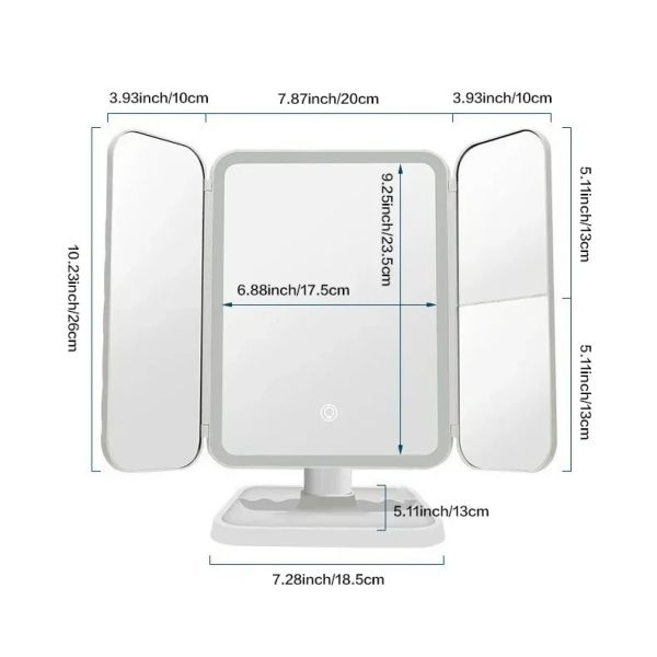 Smart Makeup Mirror Trifold Makeup Mirror LED Lights(WH-MR-93)
