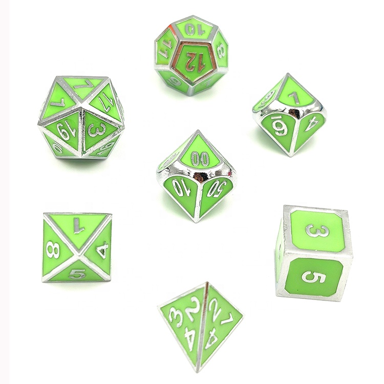 Zinc Alloy Glow in the Dark Metal Dice Set for DND Games with Customizable Logo