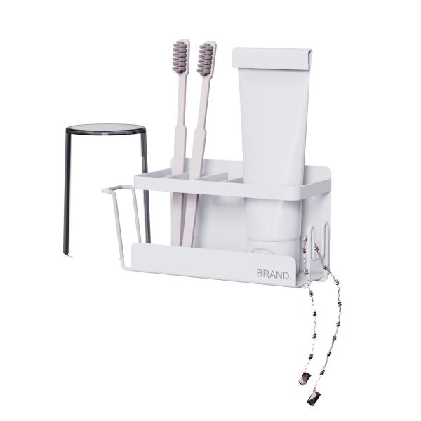 No Drilling Household Magnetic Attraction Shower Rack With Towel Holder Bathroom Organizer Wall Mounted Toothbrush Holder