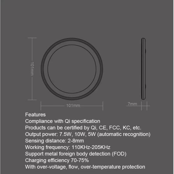 Aluminum Alloy Fast Wireless Charging Pad 15W Mobile Phone Smart Charger with PD Function CE FCC ROSH Certified