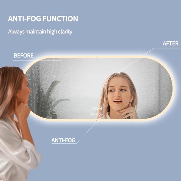 Dimmable LED Arched Bathroom Mirror Waterproof Ip44 Color Temperature Adjustable