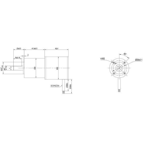 Мотор Dc высокого вращающего момента безщеточный с планетарной коробкой передач 24v 9w 4800rpm 1,6 Nm