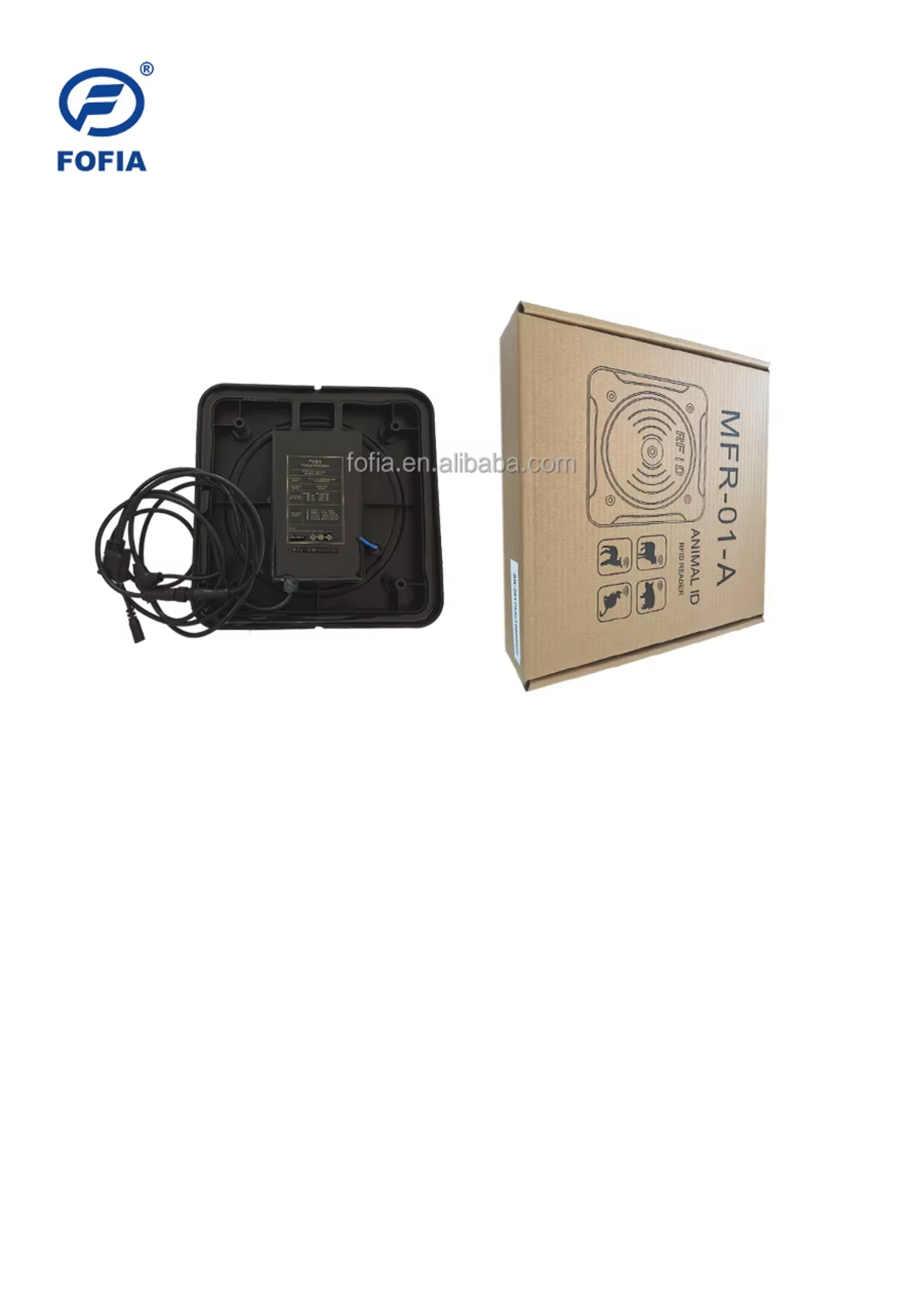 FOFIA White Waterproof Plastic 134.2KHz USB Short-Range RFID Fixed Reader ISO11784/5 Protocol 0~50cm Reading Distance for Farm