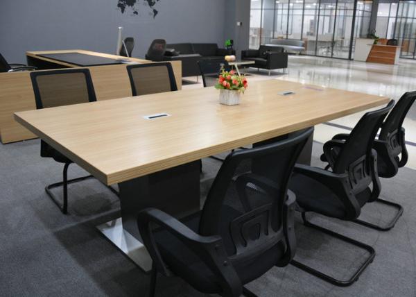 Top Thickness 45mm Melamine Conference Table Golden Walnut Color Surface