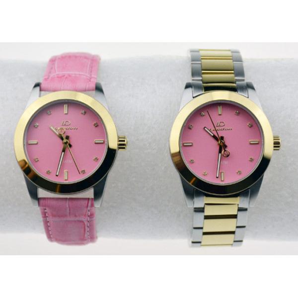 Female Pink Water Resistant Stainless Steel Watch With Genuine Leather Strap