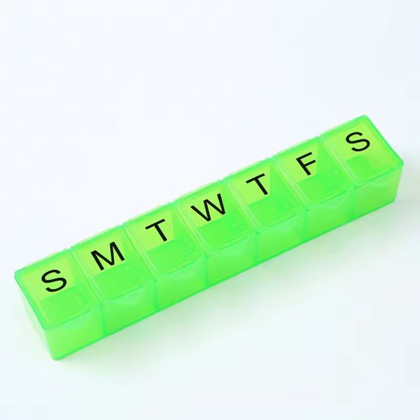Weekly Pill Organizer - Extra Large with Easy to Read Jumbo Letters Vitamin Container, BPA Free - Daily Travel 7 Day Medication Pill Box Case