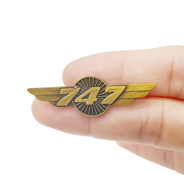 747 Winged Brooch Accessories Customizable Commercial Pilot Wings Pin