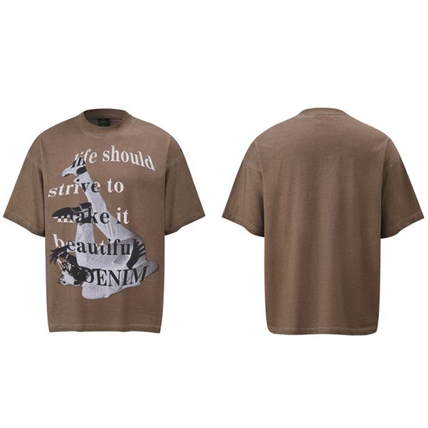 Men's Hip Hop Style Skateboard T-Shirt Fashion Oversized Solid Pattern 100% 230g Heavy Cotton Breathable Eco-friendly Digital