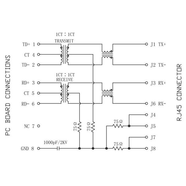 МИК24013-5204Т-ЛФ3 ПКБ Джек соединителя Рдж45 ЛПДЖ0011ГЭНЛ 10/100Басе-Т 8П8К
