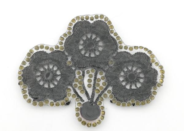 Black Flower Embroidery Patches Wintersweet Shaped Customized Color / Size