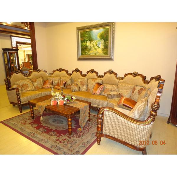 Neoclassical Living Room Velvet Corner Sofas 9 Seater U Shaped Sofa 45kg/Cbm Sponge