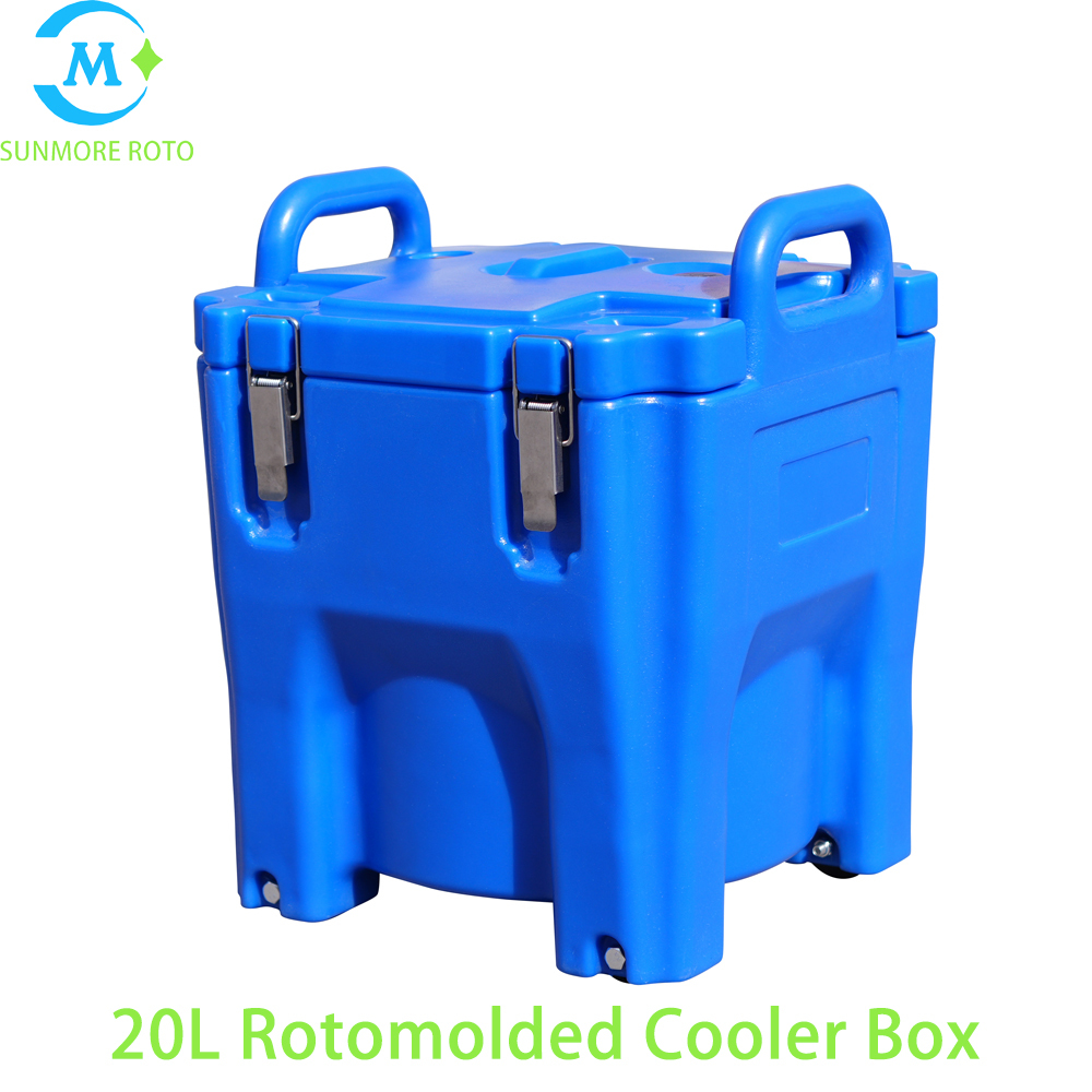 SUNMORE ROTO 20L Blue Rotomolded Insulated Cooler Box, Portable All-Weather Thermal Storage Bin For Outdoor Activities & Catering Fresh Food Transport
