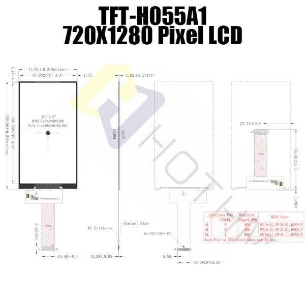 5.5 Inch 720x1280 IPS TFT LCD High Brightness Display IC ILI9881