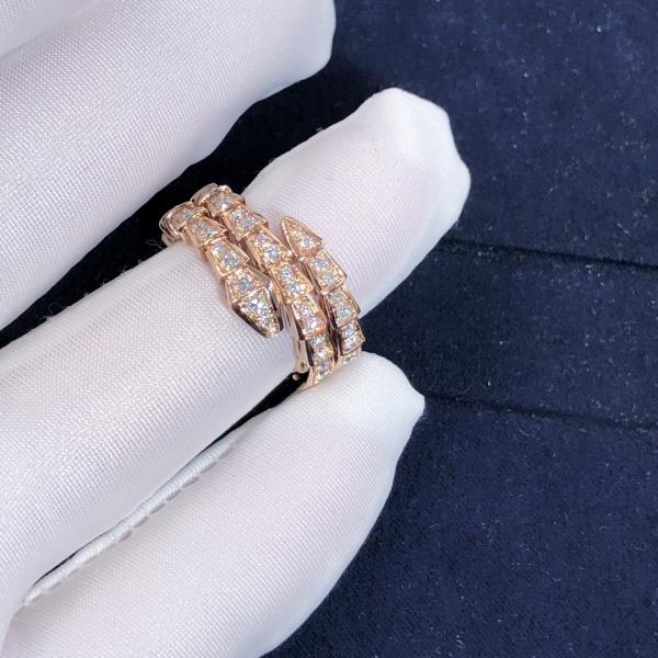 Elegant  18K Gold  2 Row Diamonds Serpenti Viper Ring Diamond Ring Yellow Gold White Gold