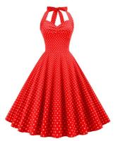 Fabricante de roupa Retro Polka - Dot Halter Neck Lace da quantidade pequena - acima do vestido apto magro do espartilho