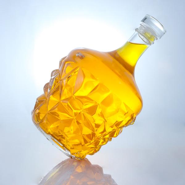 Clear or Customized Decal Round Glass Bottle for Rum Vodka Whisky Tequila Gin