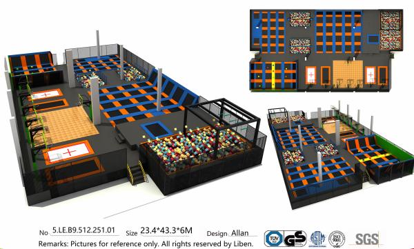 China Supply 480M2 Amusement Park Equipment Indoor Playground Trampoline Park Activity