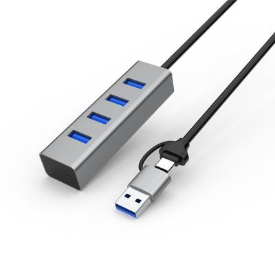 Hub USB3.0 à double interface avec câble d'extension USB de 60 cm