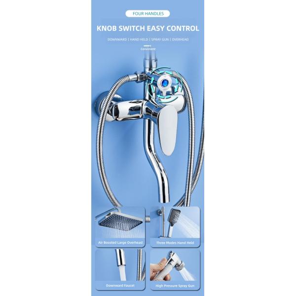 Height Adjustable Copper Shower Head Set