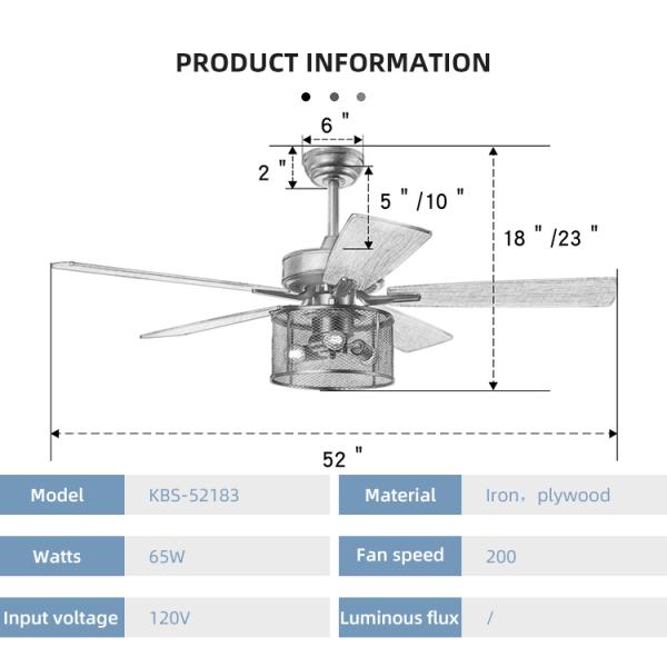 Home Office 5 Plywood 2000LM Crystal Ceiling Fan Light With DC AC Motor