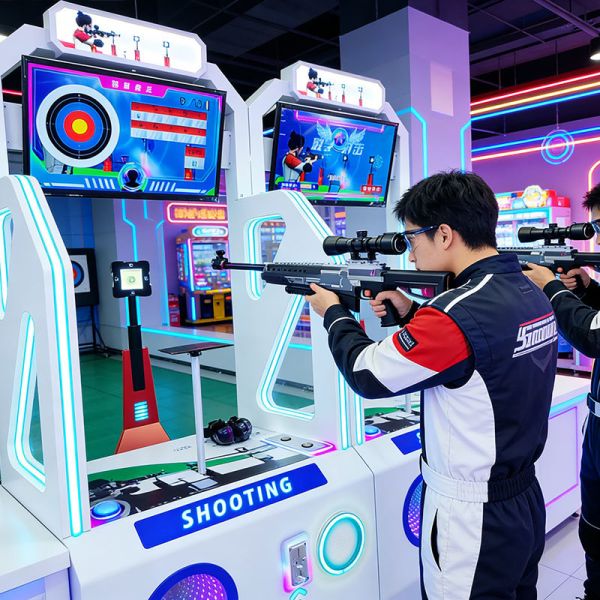 Coin Operated Laser Shooting Game Machine, Red Dot Target Simulator Indoor Arcade Games, Interactive Electronic Sport Entertainment Equipment for Adults, Kids, Family Game Room