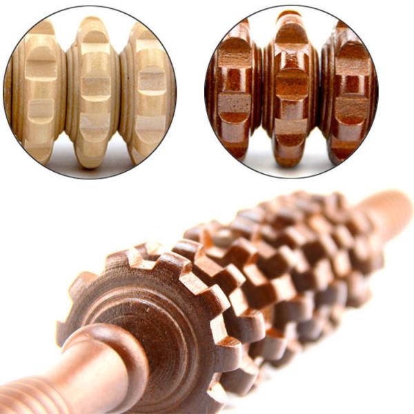 Wooden Roller Massage Tool Stick for Muscle Relaxation and Anti Cellulite Waist Massage