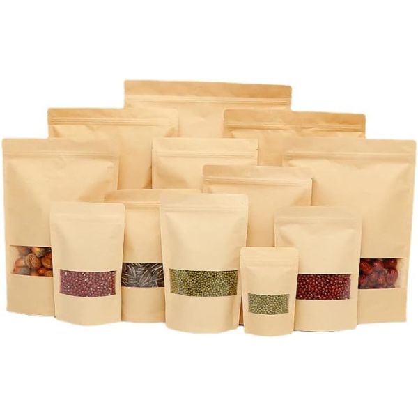 Hot Sale Mylar Stand-Up Kraft Paper Ziplock Bags Custom Logo Plastic Packaging Pouches