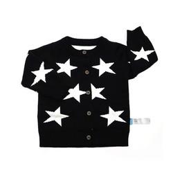 Stars Pattern Jacquard Autumn Winter Organic Cotton Toddler Boy Girl Designer Knitted Baby Cardigan Sweater