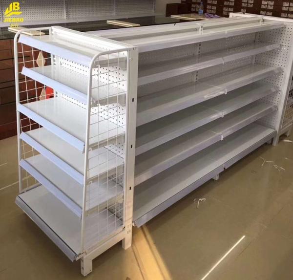 Center Side Pharmacy Display Racks White 1.4M High 0.32M Depth 30KG/Layer