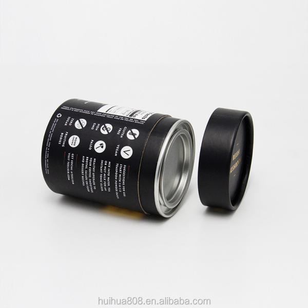 Embalaje de la lata de papel interior de papel biodegradable con cubierta metálica