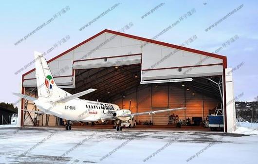 White PVC Aircraft Hangar Tent Anti UV , Military Style Tents With Rolling Door
