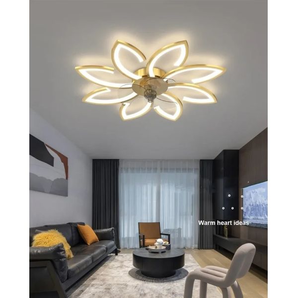 Remote Control Living Dining Table Room Bedrooms Fan Lighting Fixtures Petals led Ceiling fan light(WH-CLL-57)