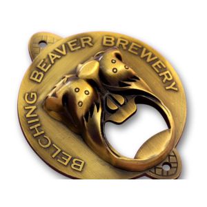Retro Wall Mounted Ancient Gold Metal Bottle Opener 50*40mm PVD Plated