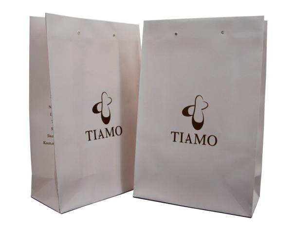 Cute Tiamo Pink Paper Carrier Bag Ribbion Handle For Packing Lady Shoes