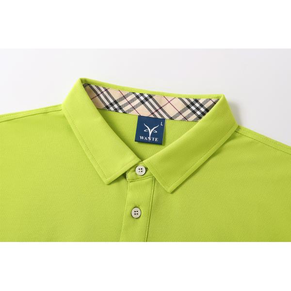 Plain Dyed Mens Polo Shirt Customized Fabric Green Breathable T Shirt