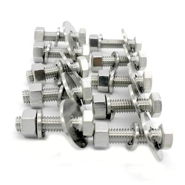 Parafusos de cabeza hexagonal de acero inoxidable 304 totalmente roscados con lavadoras de bloqueo plano
