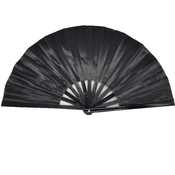Plain Large Folding Hand Fan Fabric Loud Bamboo Kung Fu Tai Chi Hand Held Fan for Dancing Party