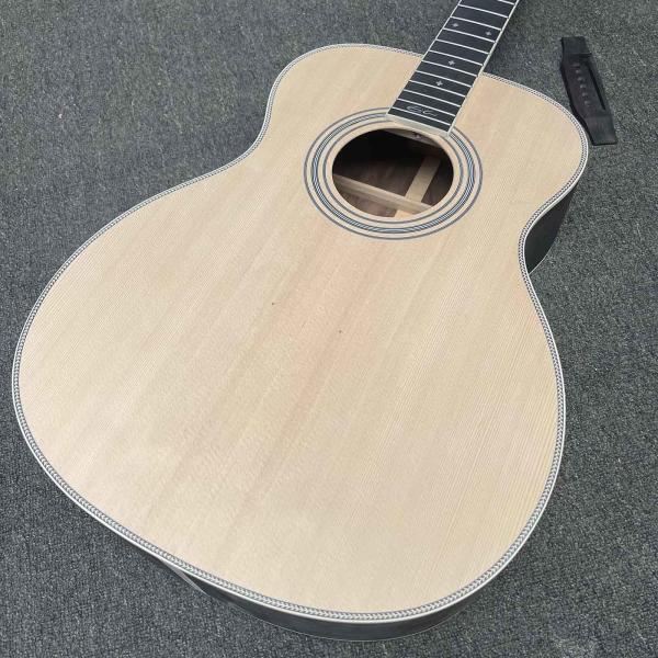 Custom 40 inch OM45 body DIY KIT Acoustic Guitar with Herringbone Binding no Painting