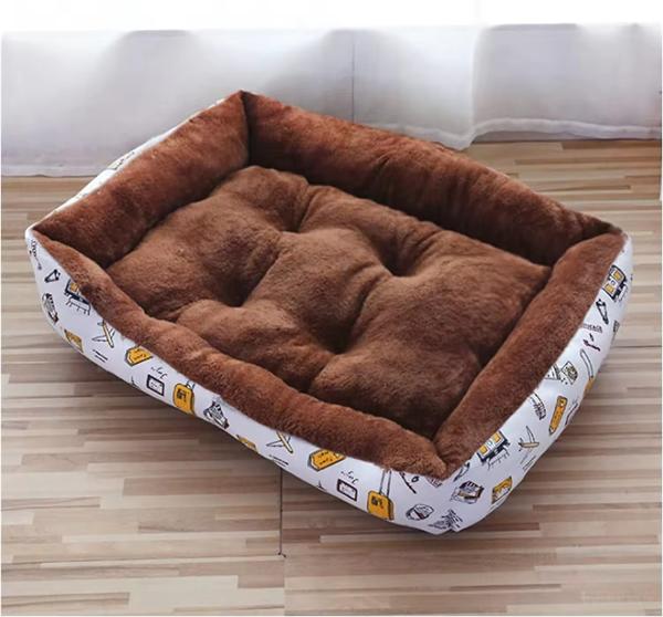 Sofá de Pet Wave Texturado Cama Lavar à Mão Retangular Ninho de Cão Grande