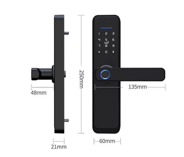 6V Bluetooth Smart Door Locks Sturdy Red Bronze Wifi Front Door Lock