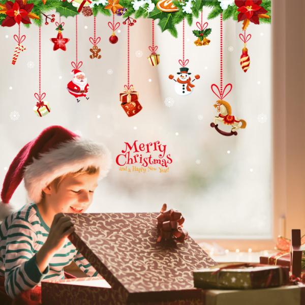 Custom Printing Christmas Holiday Wall Stickers Pegatina Para Decoracion De Pared Lovers Room