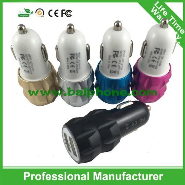 New model aluminium alloy cover dual USB car auto charger two USB output 2.1A metal