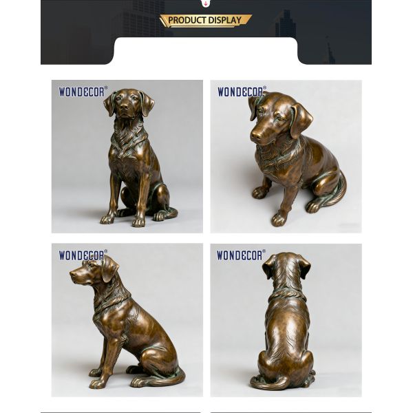 A Life-size Realistic Bronze Sculpture of a Sitting Dog