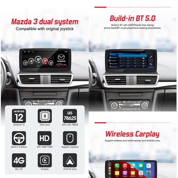 Блок головы Мазда 3 андроида стерео с двойной системой беспроводной Карплей