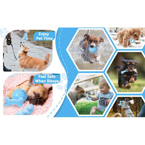 Puppy Toys For Teething Small Dogs Cute Blue Pet Dog Chew Toys For Puppies Soft Rubber Funny Bone Ball Donut Indoor