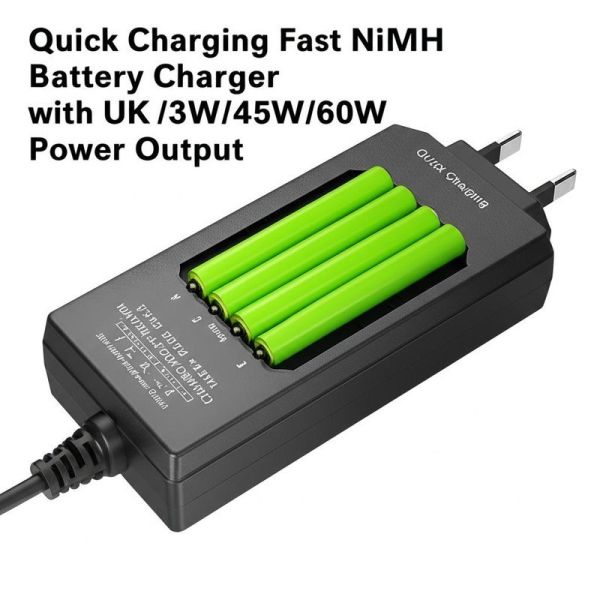 Quick Charging Fast NiMH Battery Charger with UK Plug 30W/45W/60W Power Output
