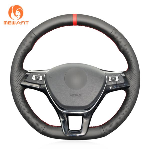 VW Arteon Golf 7 UP Crafter Polo Jetta Tiguan Sharan T-Roc Touareg Caddy Leather Steering Wheel Cover in Red Suede