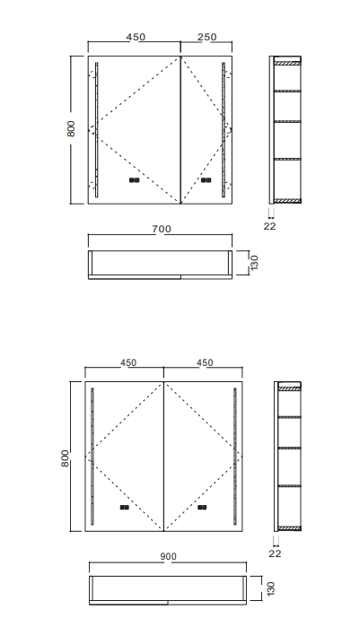 Hot Sales Customized Size Smart Mirror Bathroom Vanity Cabinet Bathroom Mirror Cabinet With Light